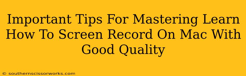 Important Tips For Mastering Learn How To Screen Record On Mac With Good Quality